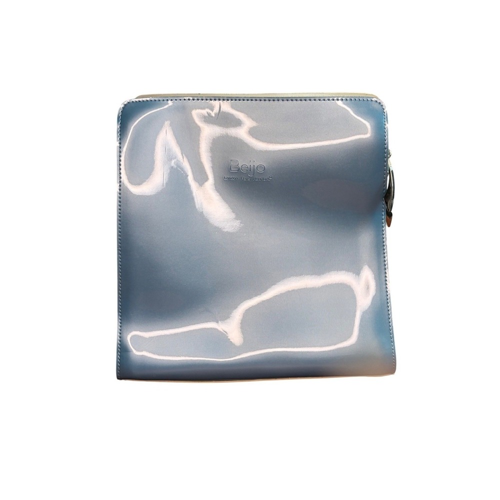Beijo London Paris New York Pastel Blue High Gloss Patent Backpack Handbag